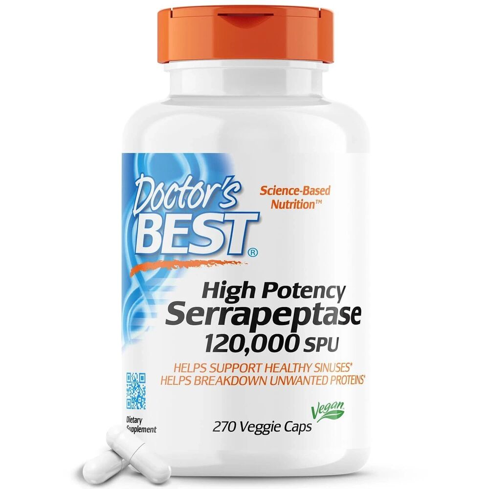 2 Pack Doctor's Best High Potency Serrapeptase 270 Veggie Caps 12/26